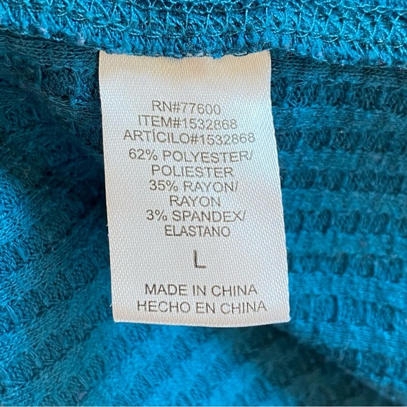 Chaser Teal long sleeve waffle hoodie, Large - Picture 8 of 8